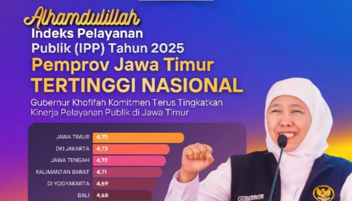 Gubernur Khofifah Tegaskan Komitmen Perkuat Pelayanan Publik Usai Jatim Raih IPP Tertinggi Nasional