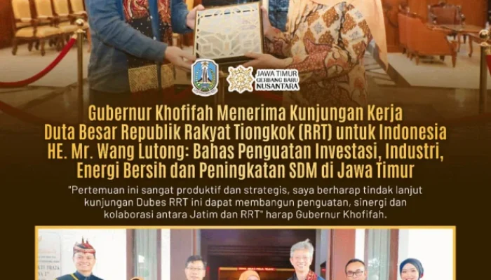Gubernur Khofifah Sambut Dubes China, Fokus Dorong Energi Bersih dan SDM Unggul Jatim
