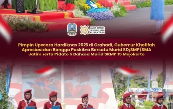 Gubernur Khofifah Bangga! Paskibra SD-SMP-SMA Jatim Tampil Solid di Hardiknas 2026