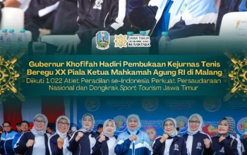 Gubernur Khofifah Ajak Perkuat Persaudaraan Nasional Saat Pembukaan Kejurnas Tenis Beregu XX di Malang