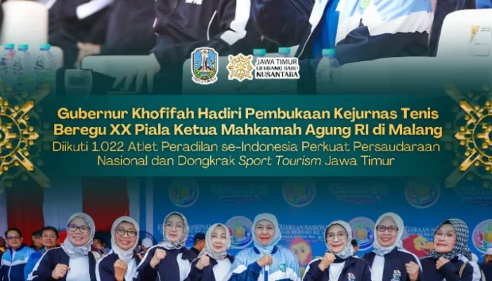 Gubernur Khofifah Ajak Perkuat Persaudaraan Nasional Saat Pembukaan Kejurnas Tenis Beregu XX di Malang