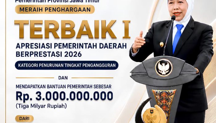 Pengangguran Jatim Terus Menurun,Gubernur Khofifah Antar Jawa Timur Jadi Terbaik Nasional