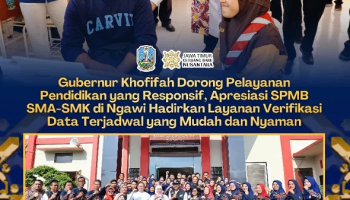 Gubernur Khofifah Apresiasi Sistem Verifikasi Terjadwal SPMB SMA-SMK Negeri di Ngawi