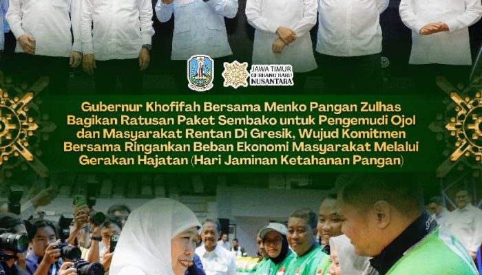 Gubernur Khofifah dan Menko Pangan Zulhas Salurkan 600 Paket Sembako untuk Ojol, Nelayan, dan Masyarakat Rentan di Gresik