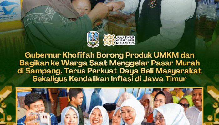 Gubernur Khofifah Gelar Pasar Murah di Sampang, Borong Produk UMKM dan Bagikan kepada Warga
