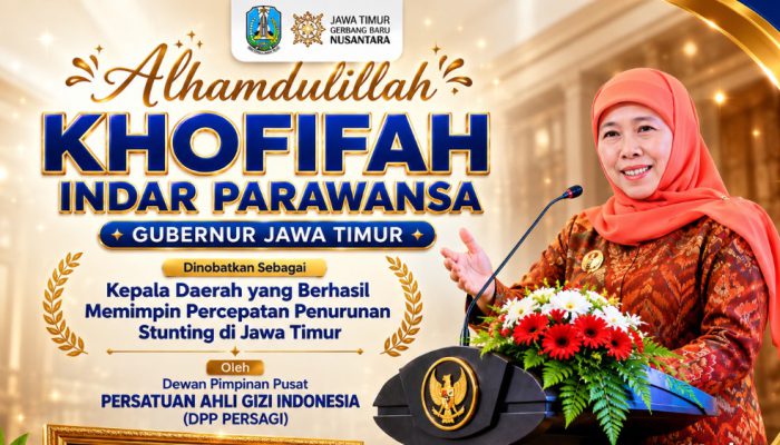Sukses Turunkan Stunting hingga 14,7 Persen, Gubernur Khofifah Raih Penghargaan Bergengsi dari Persagi