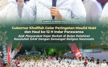 Gubernur Khofifah Gelar Maulid Nabi dan Haul ke-12 H. Indar Parawansa, Ribuan Warga Hadir