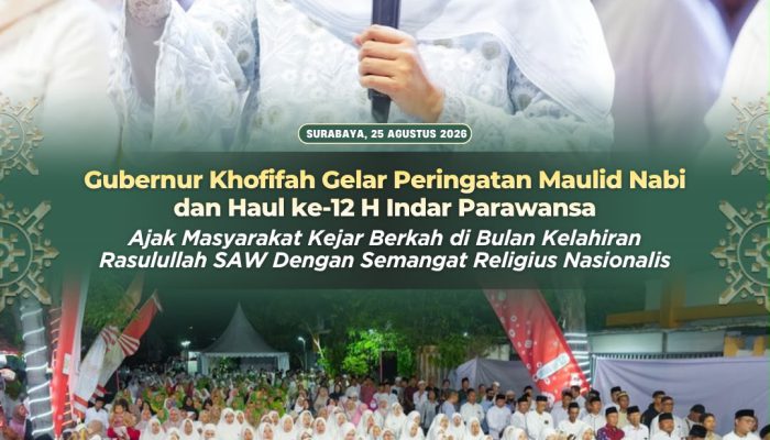 Gubernur Khofifah Gelar Maulid Nabi dan Haul ke-12 H. Indar Parawansa, Ribuan Warga Hadir