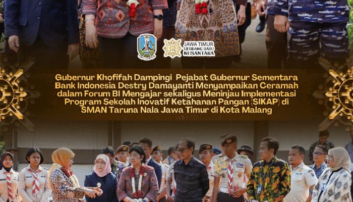 Dampingi Destry Damayanti di BI Mengajar, Gubernur Khofifah Dorong Budaya Inovasi dan Adaptasi Teknologi di Kalangan Pelajar