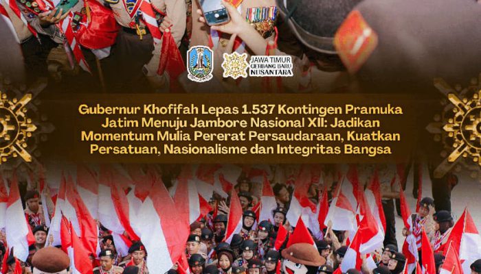 Gubernur Khofifah Lepas 1.537 Kontingen Pramuka Jatim ke Jamnas XII 2026, Tekankan Semangat Nasionalisme