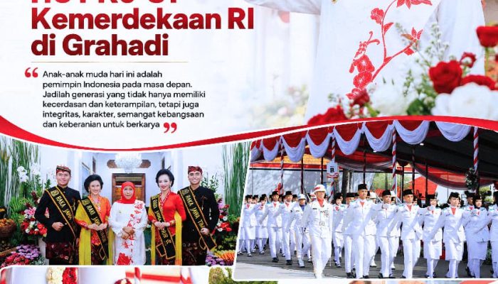 Gubernur Khofifah Pimpin Upacara HUT ke\-81 RI di Grahadi, Ajak Warga Peduli Korban Bencana**