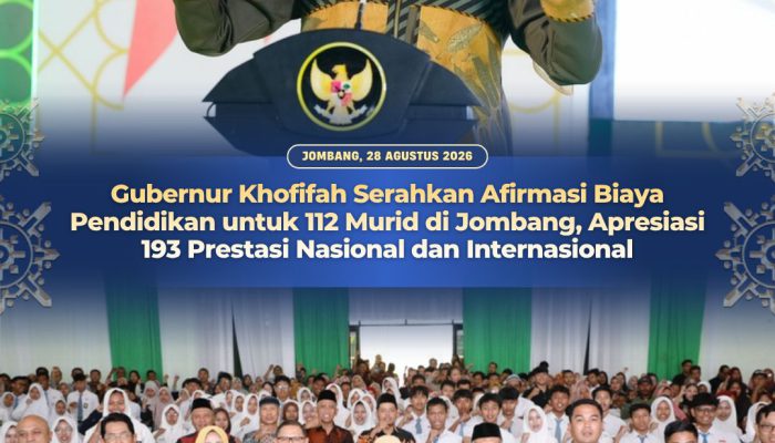 Gubernur Khofifah Salurkan Bantuan Pendidikan Rp112 Juta untuk 112 Murid SMA, SMK dan SLB di Jombang