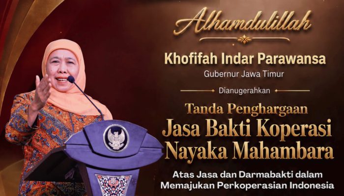 Gubernur Khofifah Raih Penghargaan Nayaka Mahambara, Jatim Jadi Pelopor Koperasi Berdaya Saing