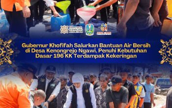 Gubernur Khofifah Salurkan Bantuan Air Bersih untuk 196 KK Terdampak Kekeringan di Ngawi