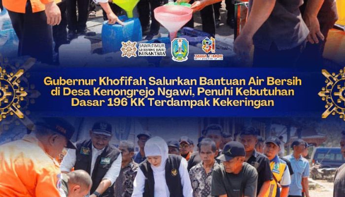 Gubernur Khofifah Salurkan Bantuan Air Bersih untuk 196 KK Terdampak Kekeringan di Ngawi