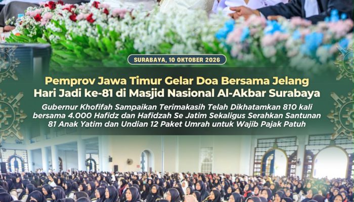 Khofifah Gelar Doa dan Khotmil Qur’an Bersama 4.000 Hafidz, 810 Kali Khataman Iringi HUT ke-81 Jatim