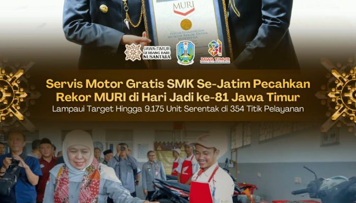 Pendidikan Vokasi Jatim Mendunia, Servis Motor Gratis Serentak oleh SMK Raih Rekor MURI