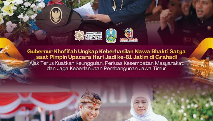 Pimpin Upacara Hari Jadi ke-81 Jatim, Khofifah Tegaskan Komitmen Wujudkan Jatim Unggul dan Maju Berkelanjutan
